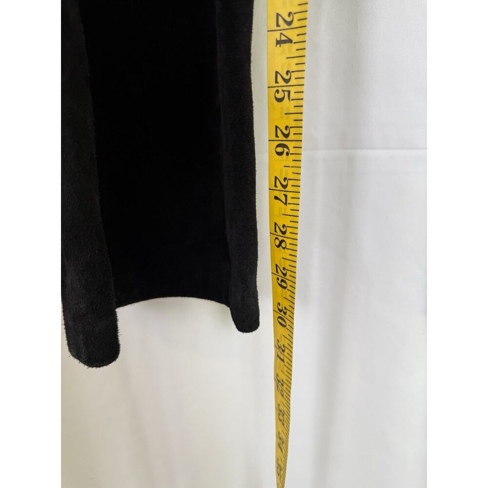 Nine West 100% Suede Leather Pants Size 10 Vintage Black High Waist Straight - Picture 8 of 9
